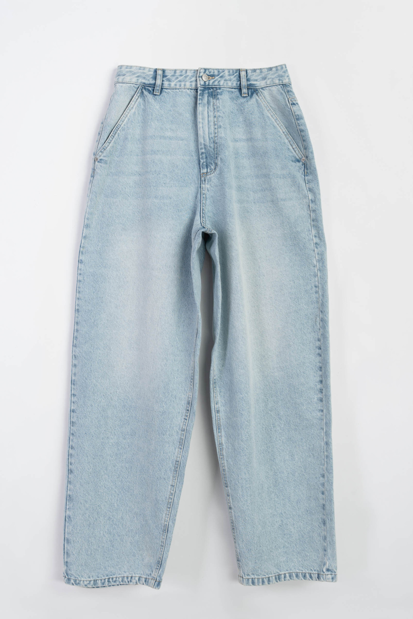Niebieskie jeansy BAGGY z efektem sprania