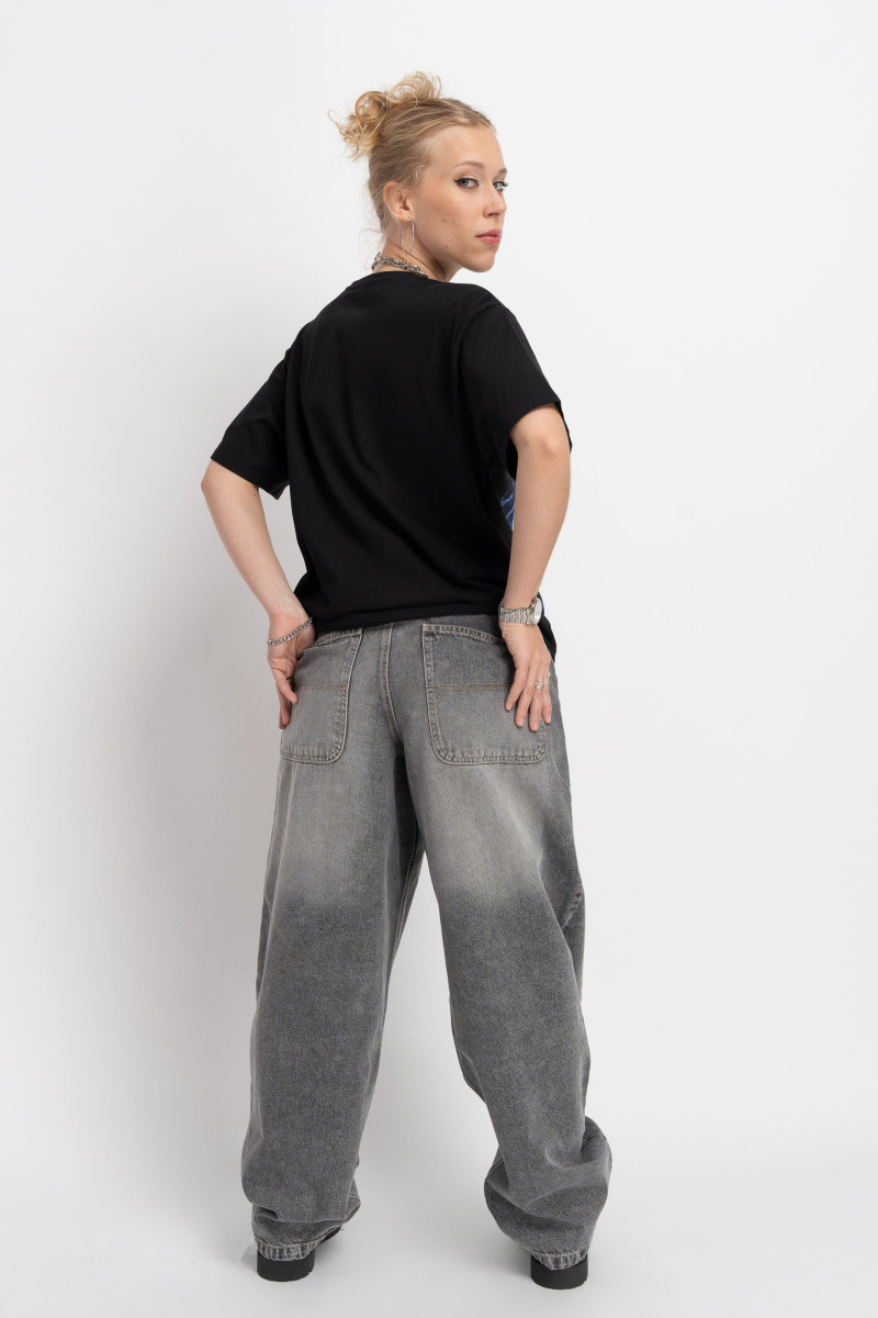 Czarne jeansy BAGGY z efektem sprania