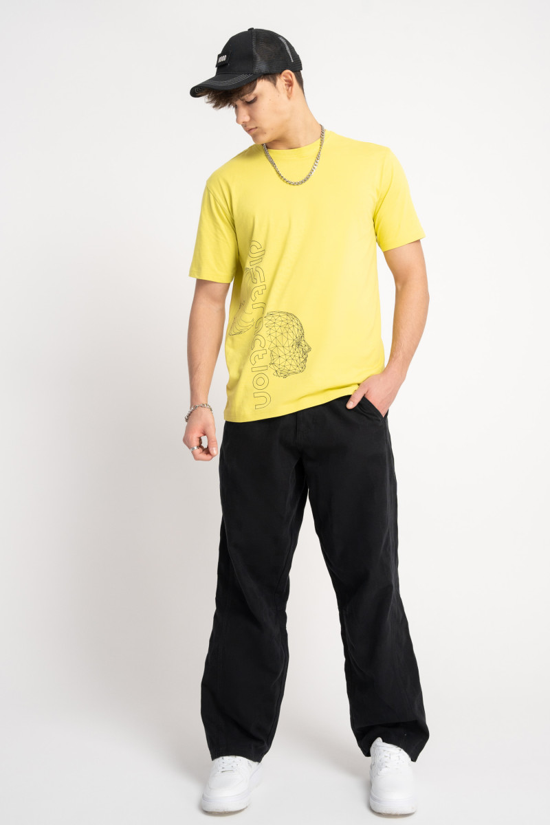 Limonkowy t-shirt z autorską grafiką z przodu, limonkowy