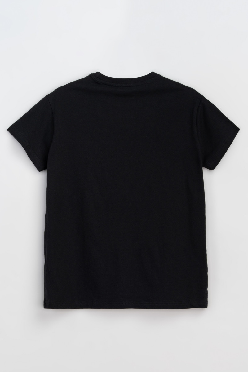 Czarny t-shirt z autorską grafika z przodu