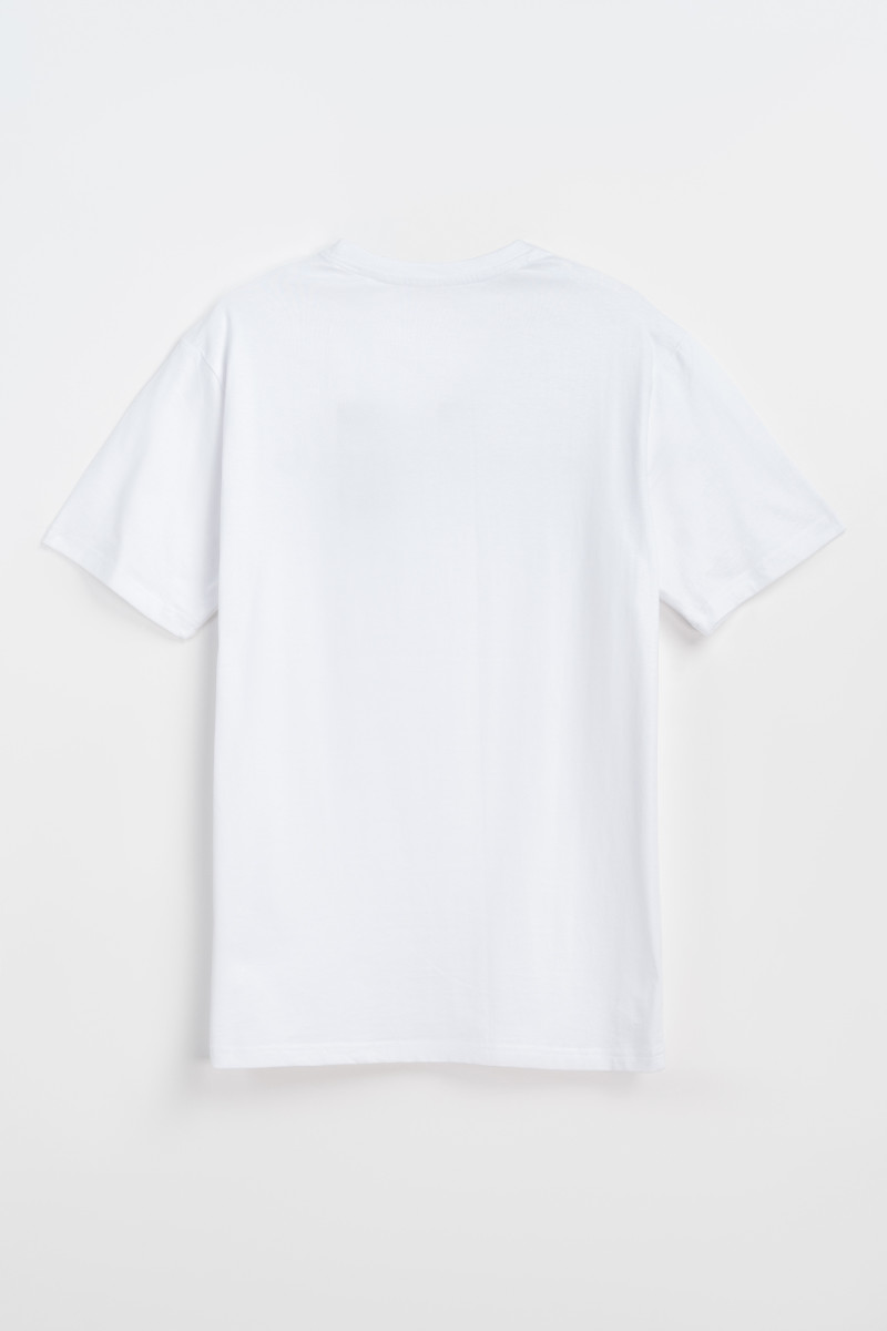 Biały t-shirt z kontrastowym nadrukiem z przodu