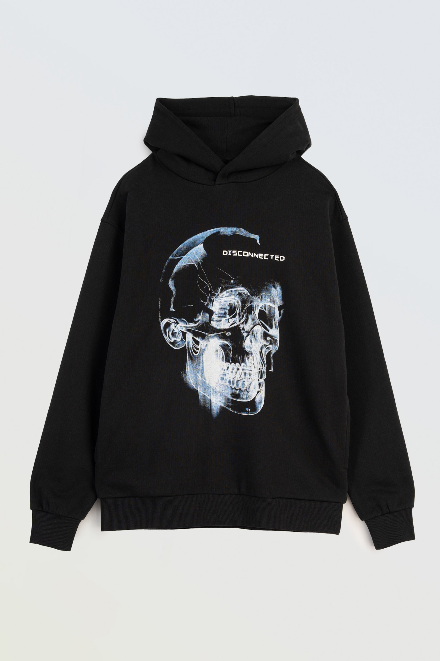 Czarna bluza REGULAR z kapturem z autorską grafiką z przodu