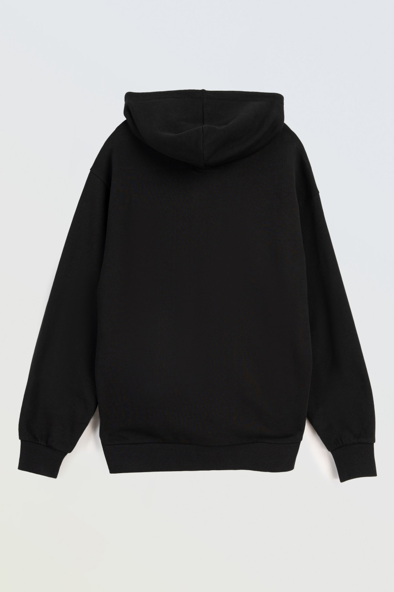 Czarna bluza REGULAR z kapturem z autorską grafiką z przodu