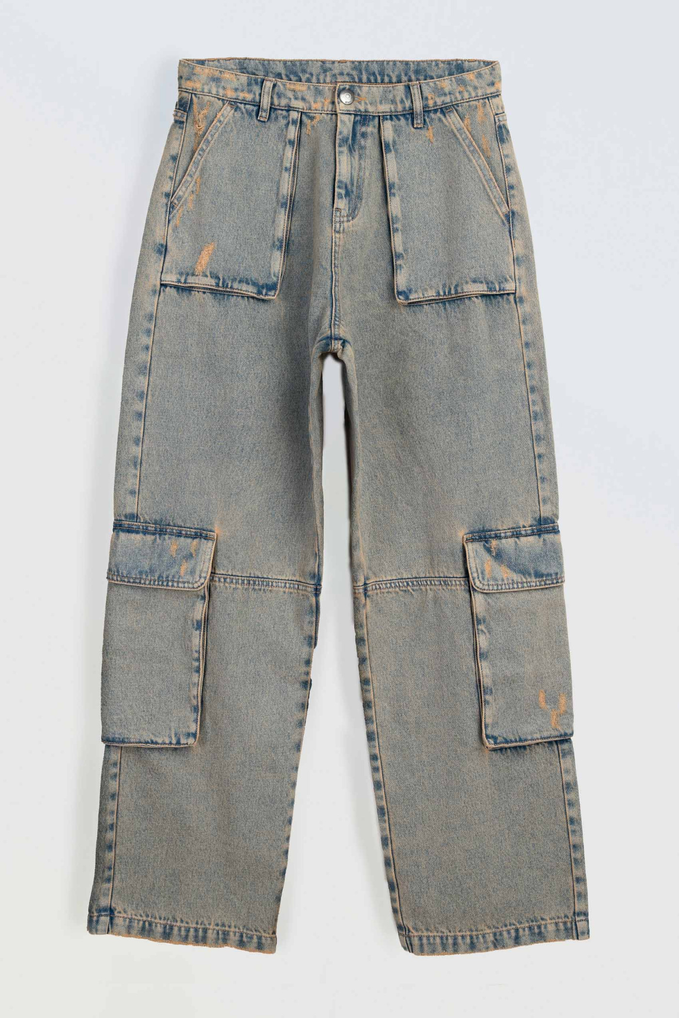 Niebieskie spodnie jeansowe z przestrzennymi kieszeniami model CARPENTER
