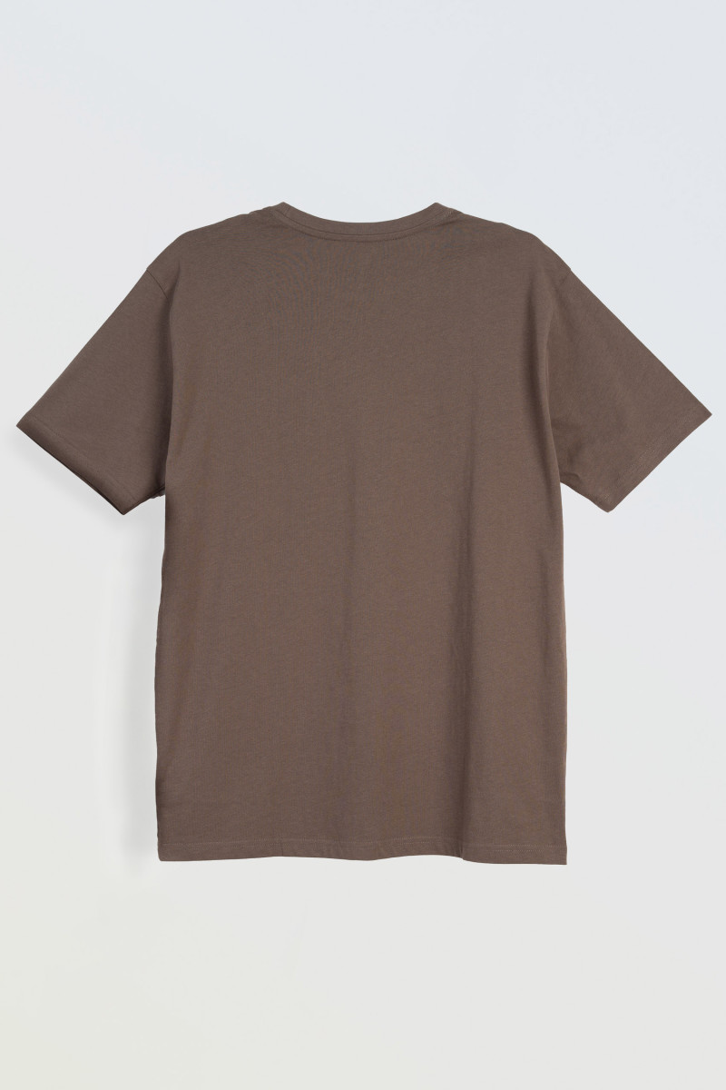 Brązowy t-shirt z minimalistyczną grafiką z przodu Brązowy t-shirt z minimalistyczną grafiką z przodu