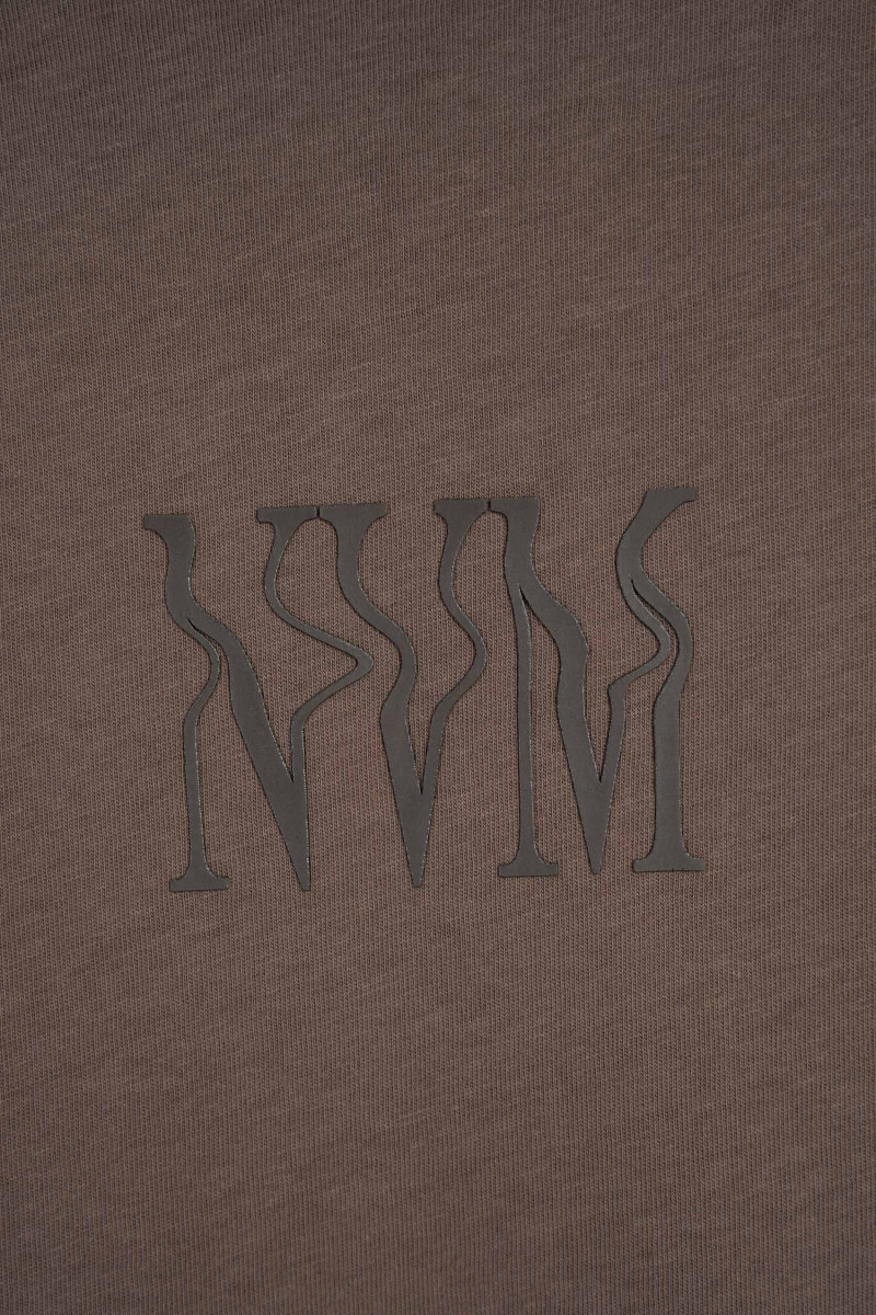 Brązowy t-shirt z minimalistyczną grafiką z przodu Brązowy t-shirt z minimalistyczną grafiką z przodu