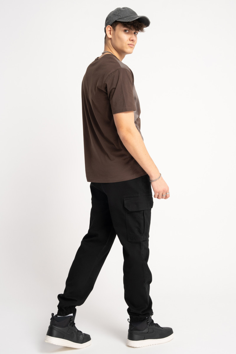 Brązowy t-shirt z nadrukiem z na całości Brązowy t-shirt z nadrukiem z na całości