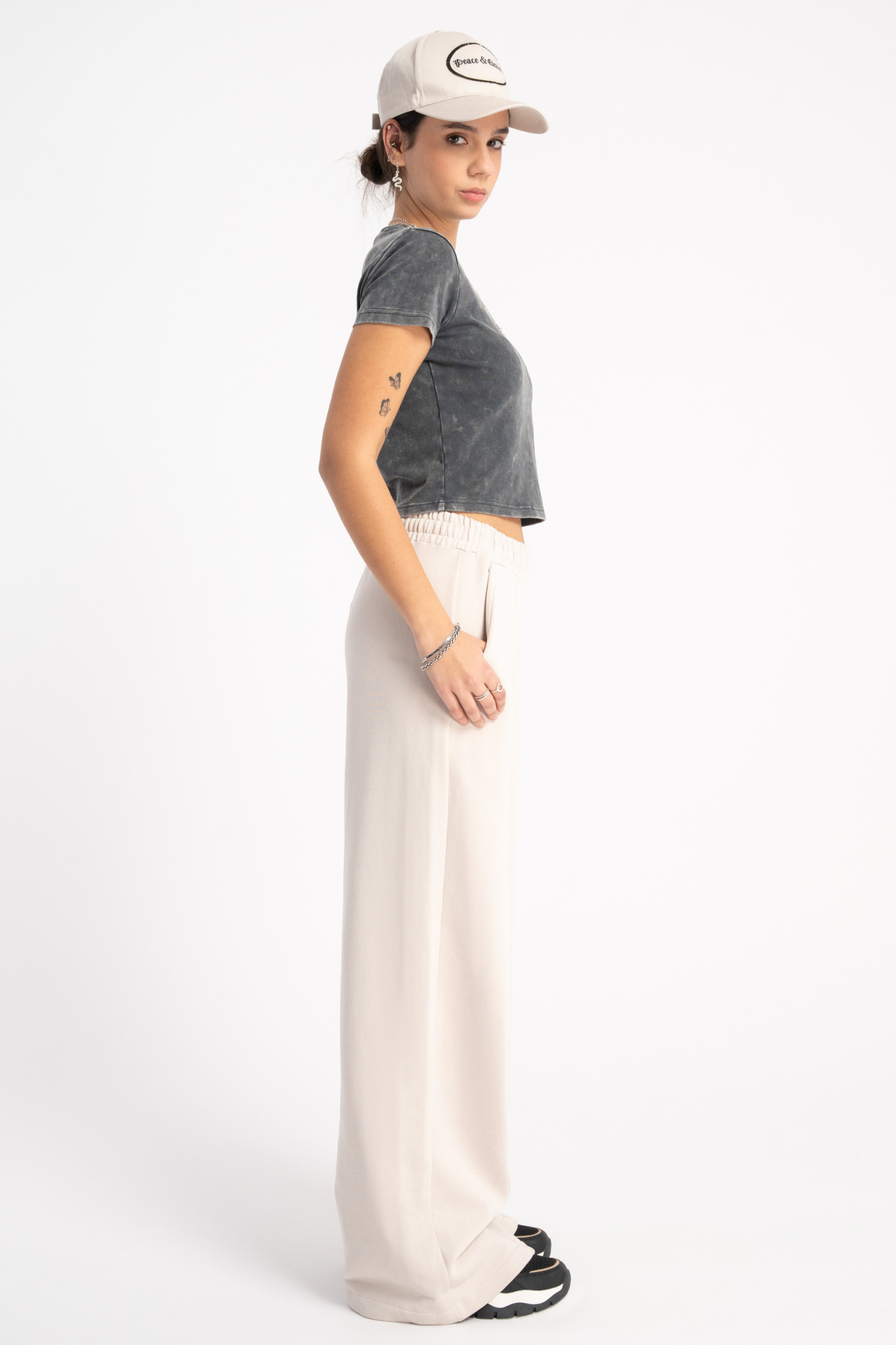 Beżowe spodnie dresowe WIDE LEG