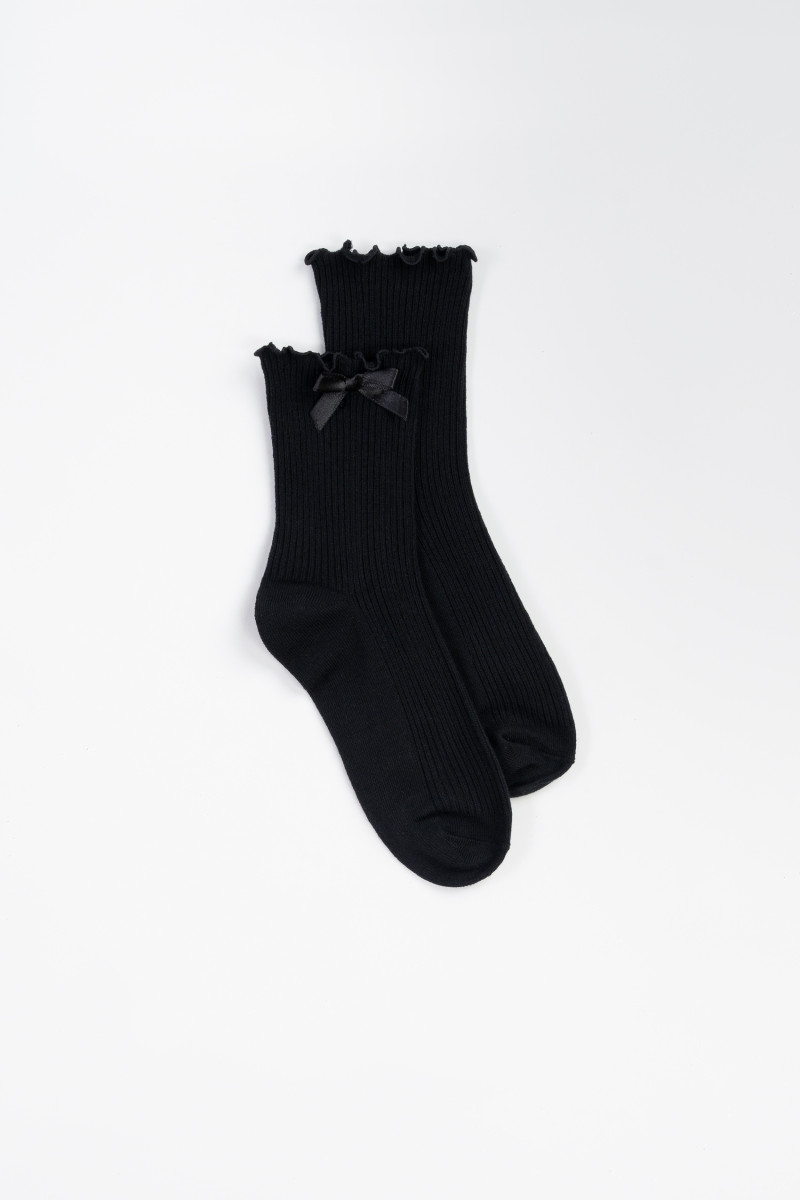 Biało-czarny zestaw skarpet z ozdobną kokardką 2-PAK, biały