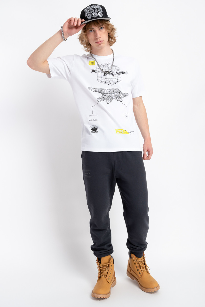 Biały t-shirt z autorską grafiką z przodu Biały t-shirt z autorską grafiką z przodu