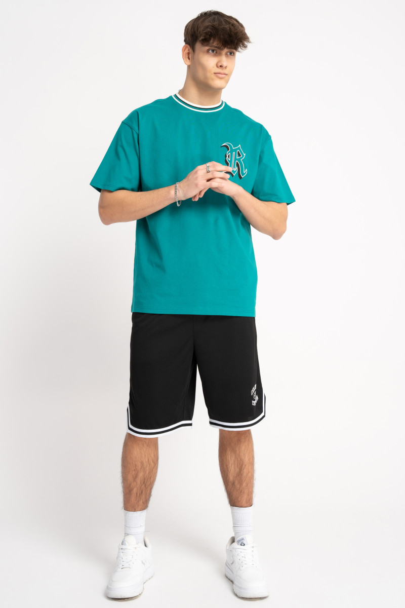 T-shirt w kolorze morskim z grafiką na piersi T-shirt w kolorze morskim z grafiką na piersi