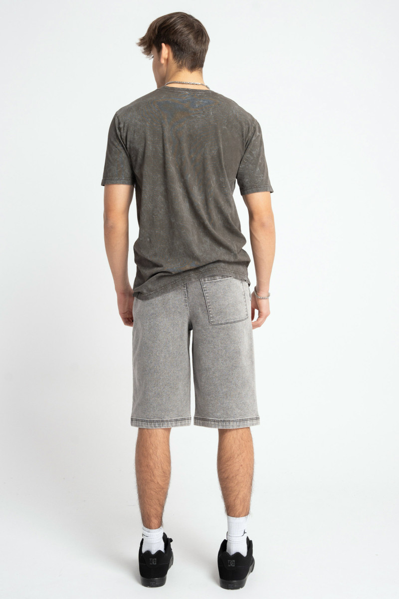 Brązowy t-shirt z efektem sprania z autorską grafiką z przodu