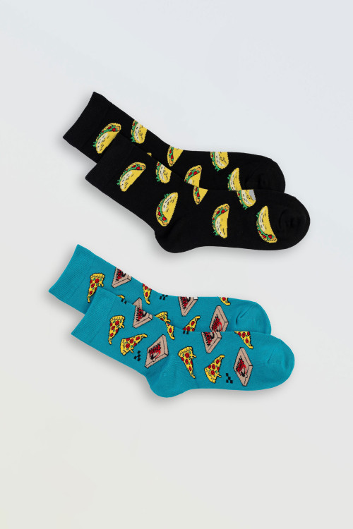 Kolorowy zestaw skarpet we wzory 2-PAK Kolorowy zestaw skarpet we wzory 2-PAK