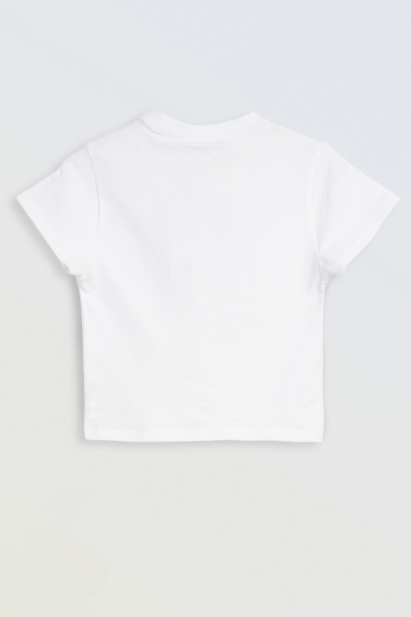 Biały CROP TOP z minimalistycznym nadrukiem