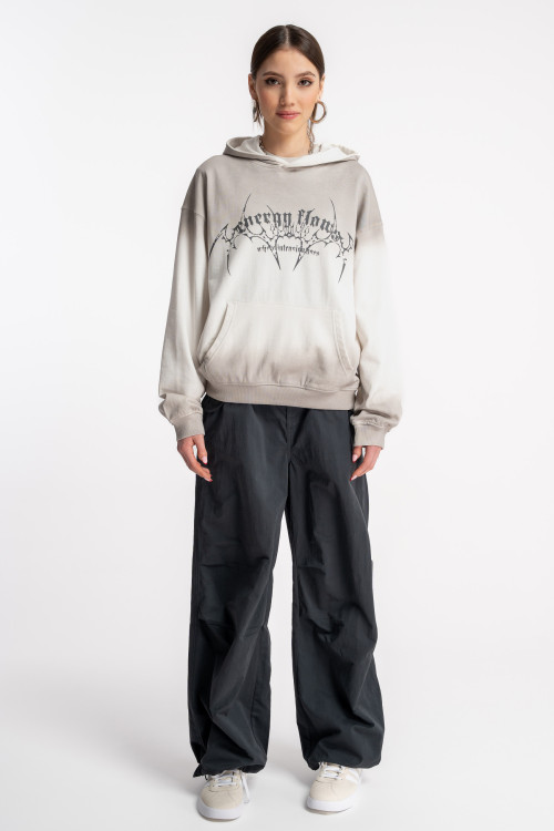 Ciemnoszare spodnie typu PARACHUTE z zaszewkami na kolanach