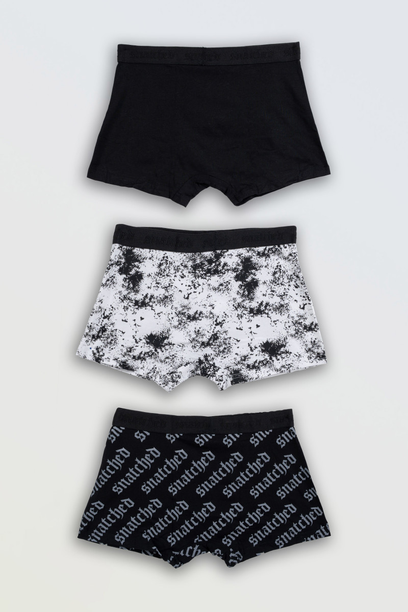 Biało-czarny zestaw bokserek z nadrukami 3-PAK, multikolor
