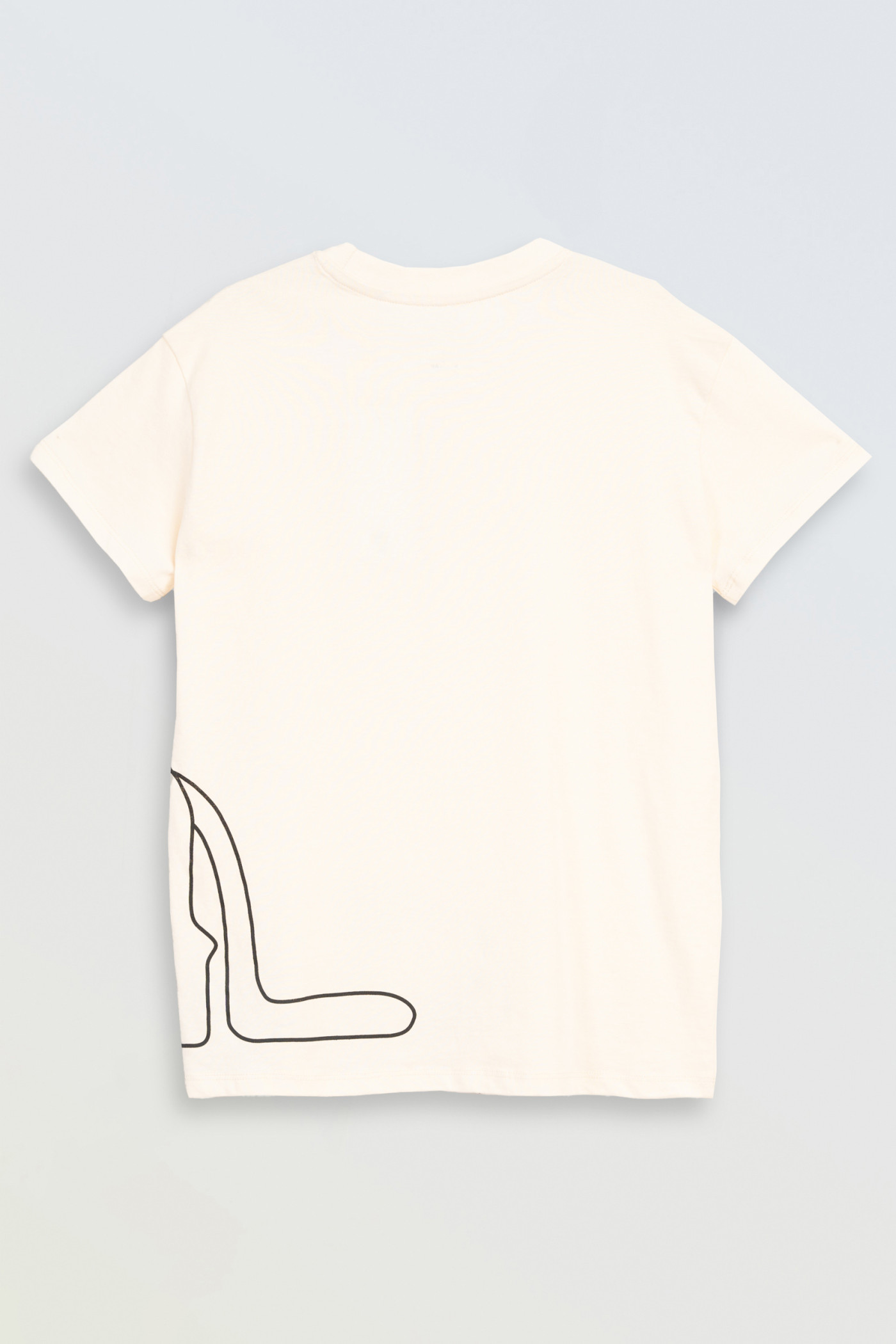 Beżowy t-shirt z autorską grafiką z przodu