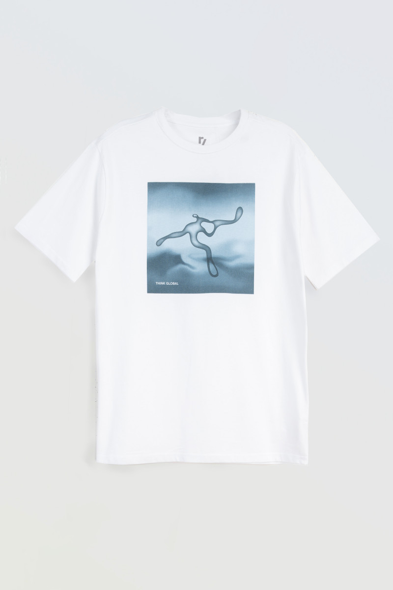 Biały t-shirt z autorską grafiką z przodu