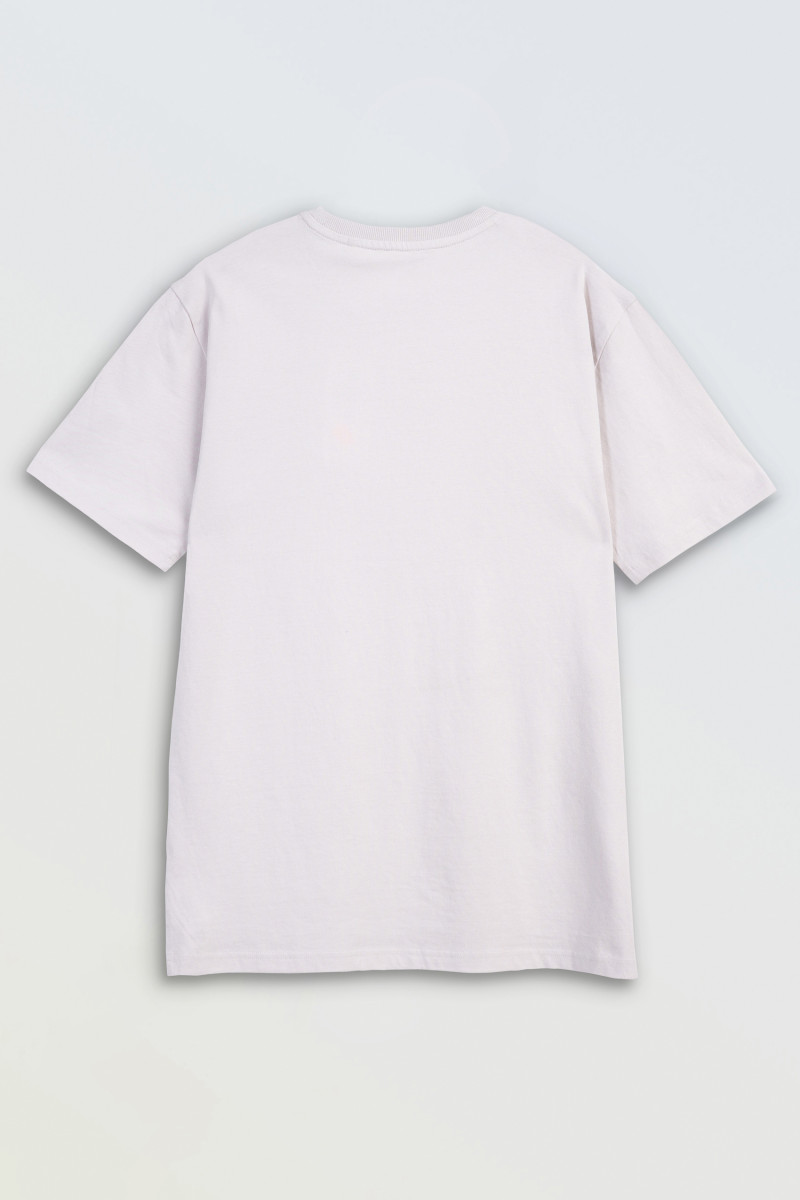 Beżowy t-shirt z autorską grafiką z przodu