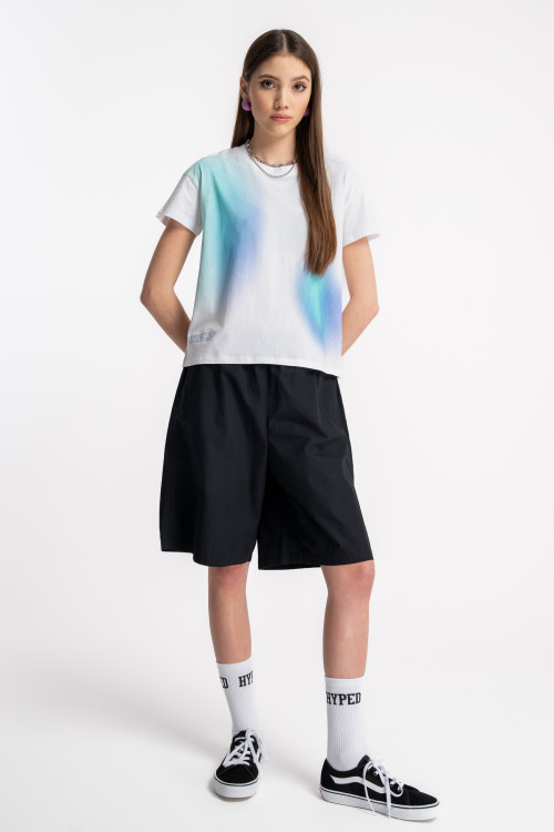 Czarne szorty REGULAR bez nadruków ściągane w pasie