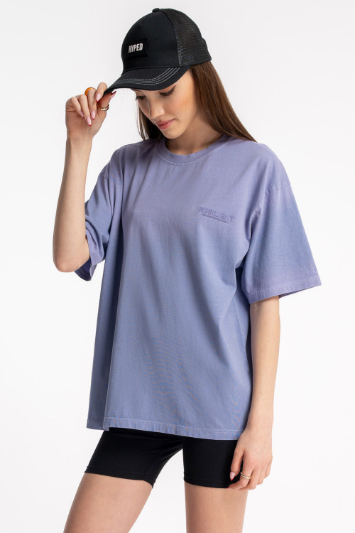 Fioletowy t-shirt z efektem sprayowania