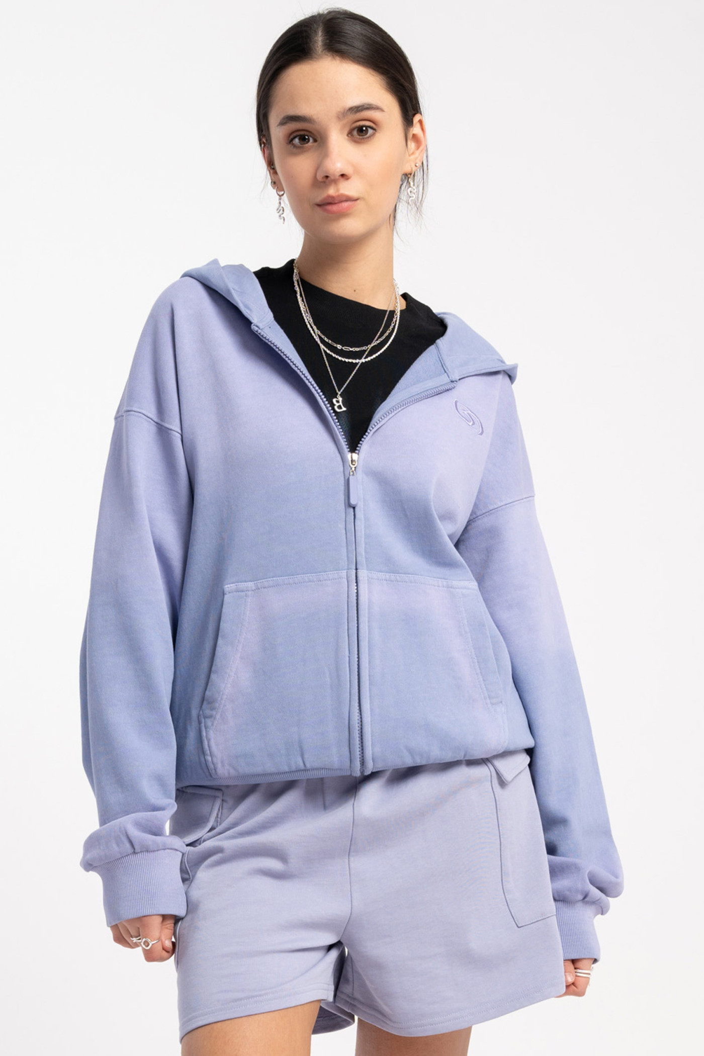 Fioletowa bluza z efektem sprayowania