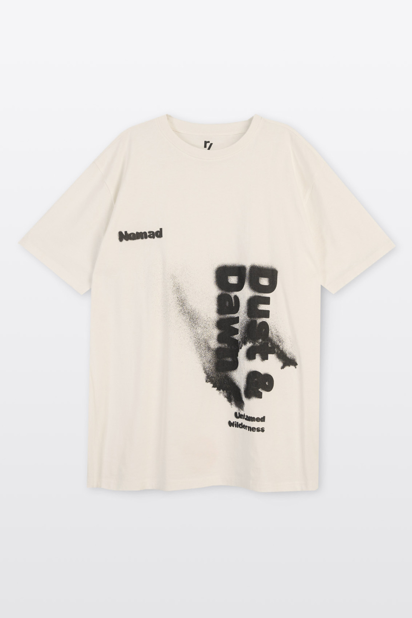 Beżowy t-shirt z autorską grafiką