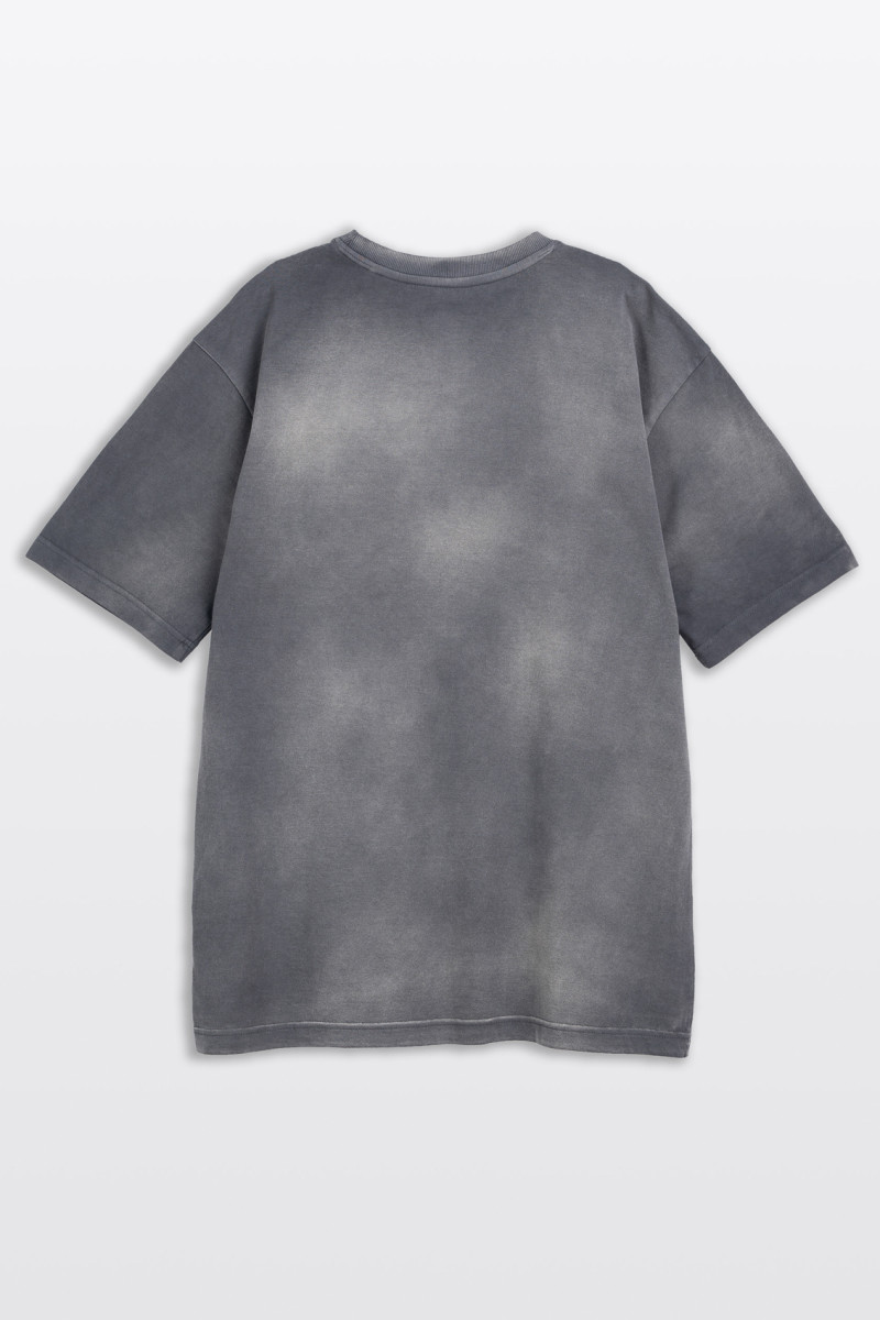 Szary t-shirt z efektem sprania