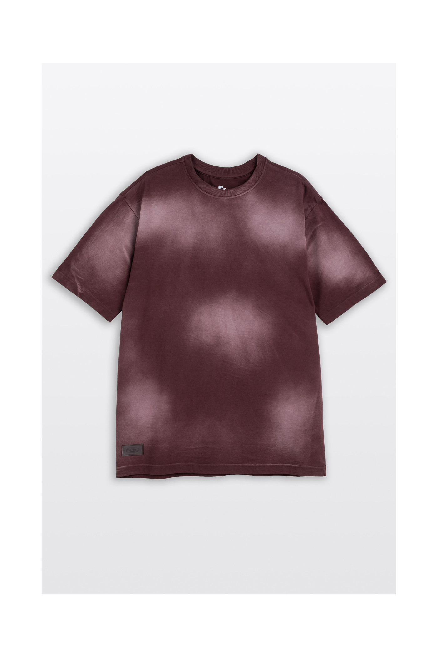 Bordowy t-shirt z efektem sprania