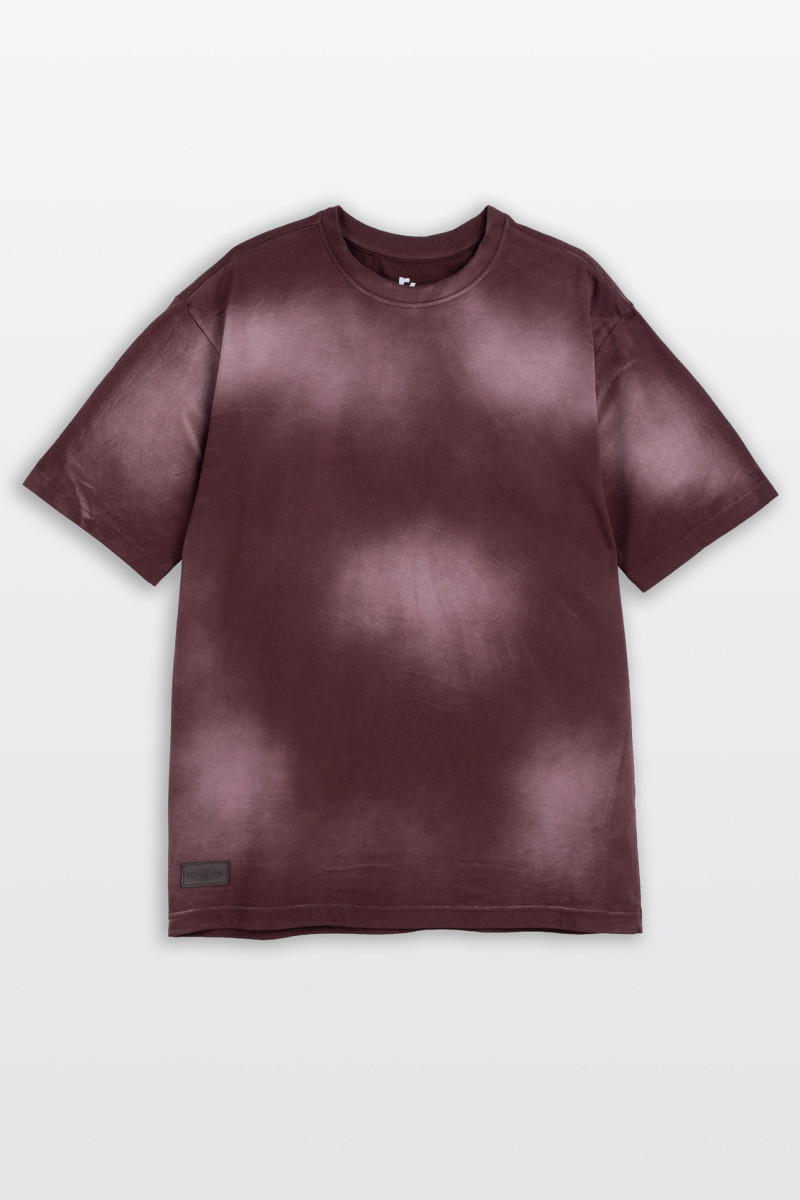 Bordowy t-shirt z efektem sprania