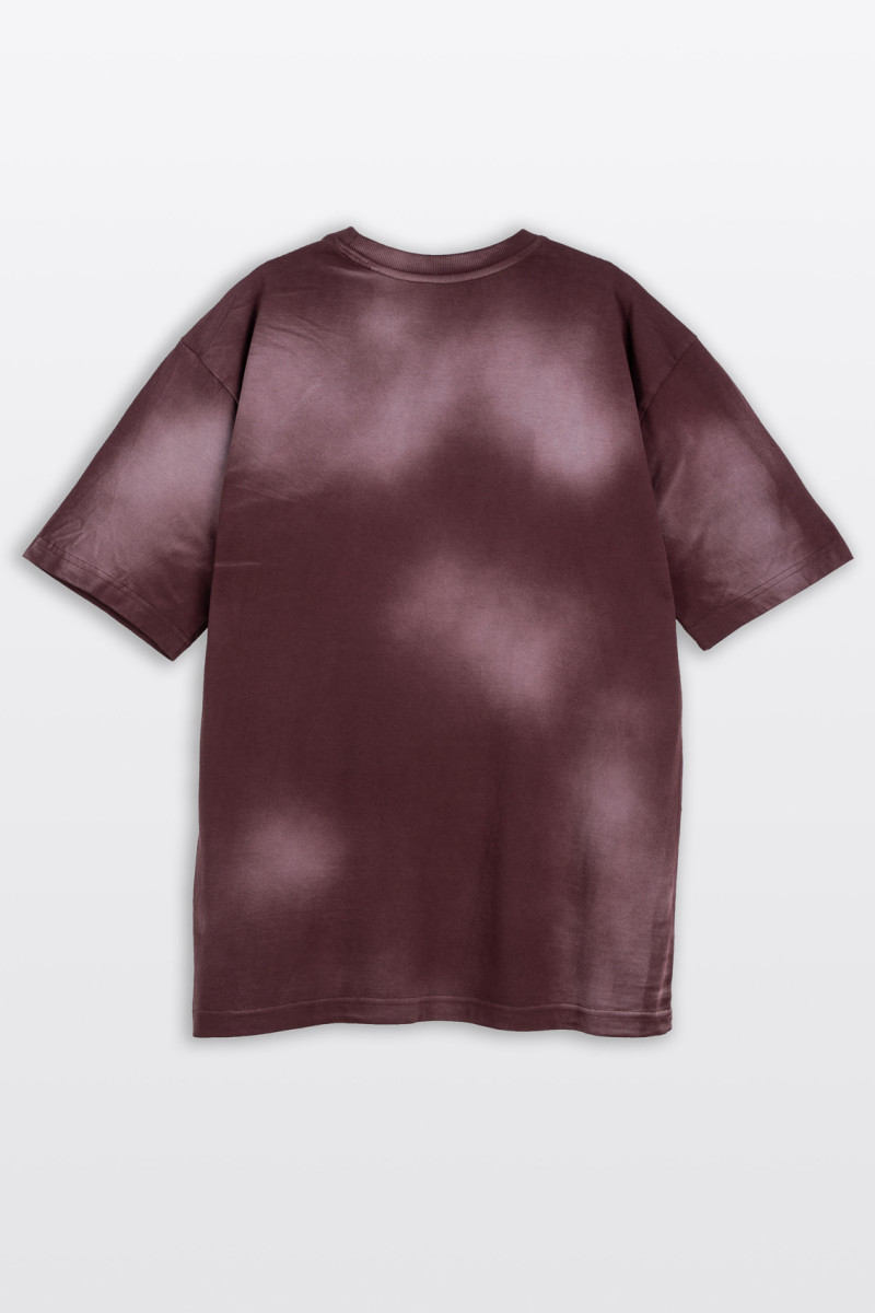 Bordowy t-shirt z efektem sprania