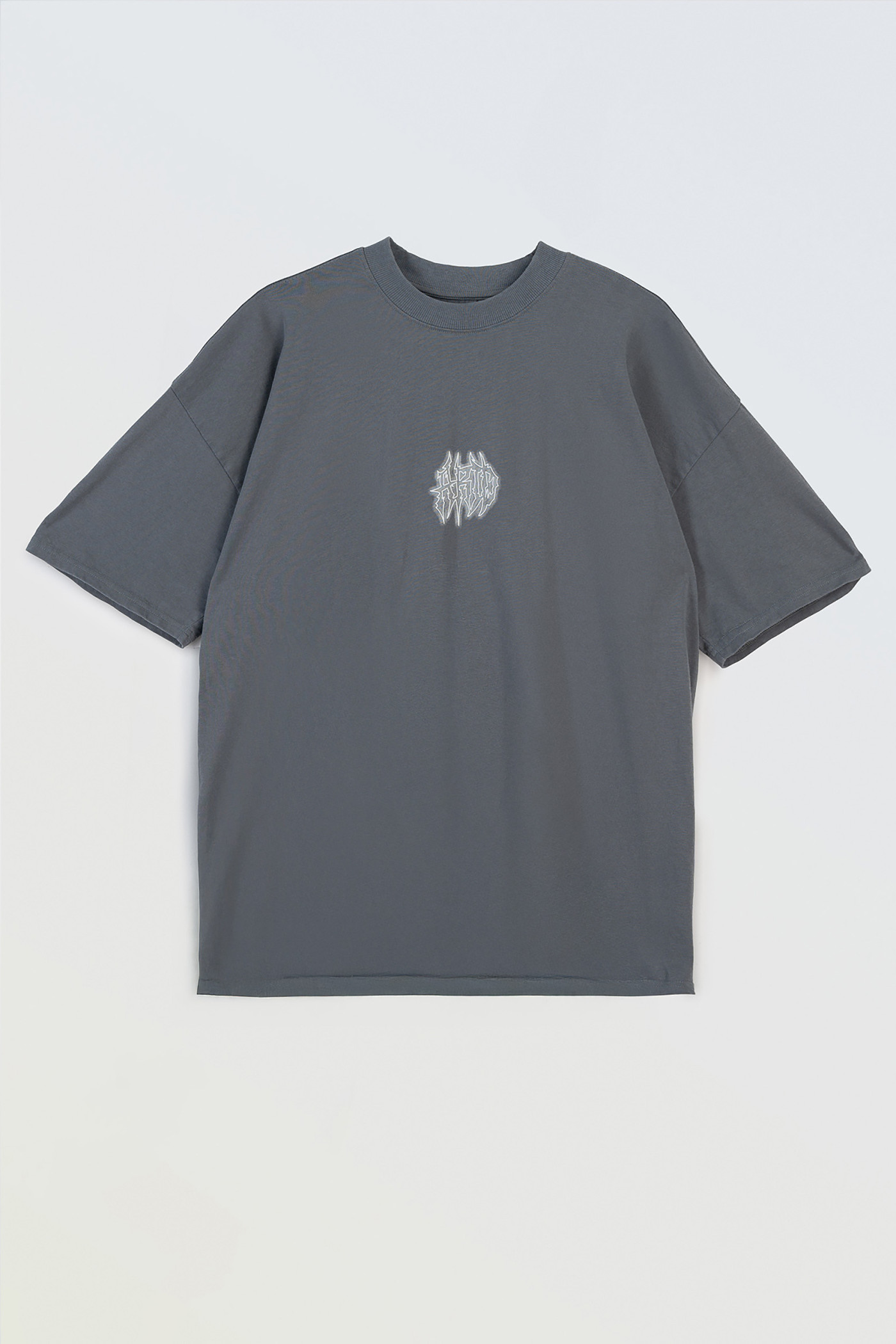 Ciemnoszary t-shirt z autorską grafiką z z tyłu