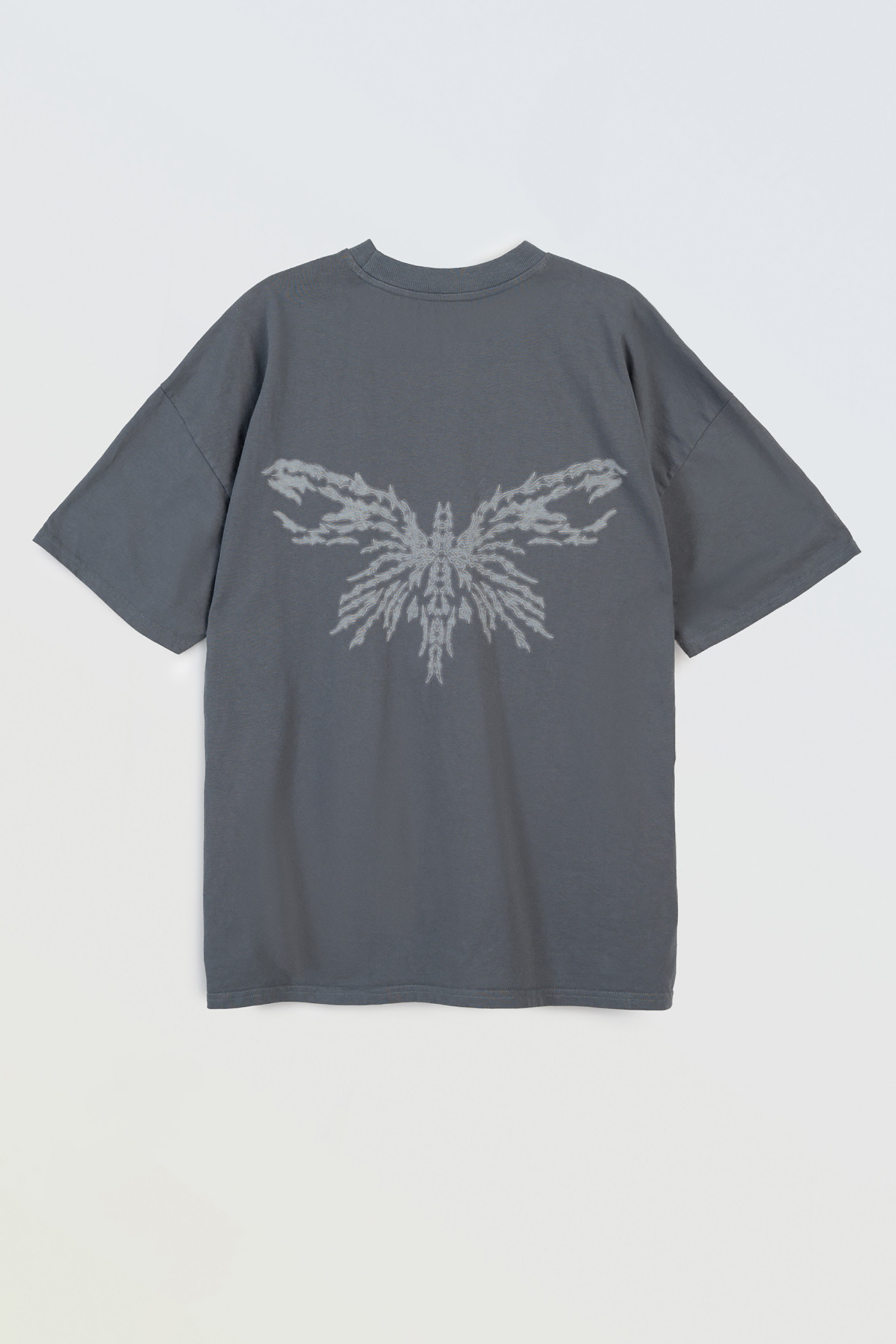 Ciemnoszary t-shirt z autorską grafiką z z tyłu