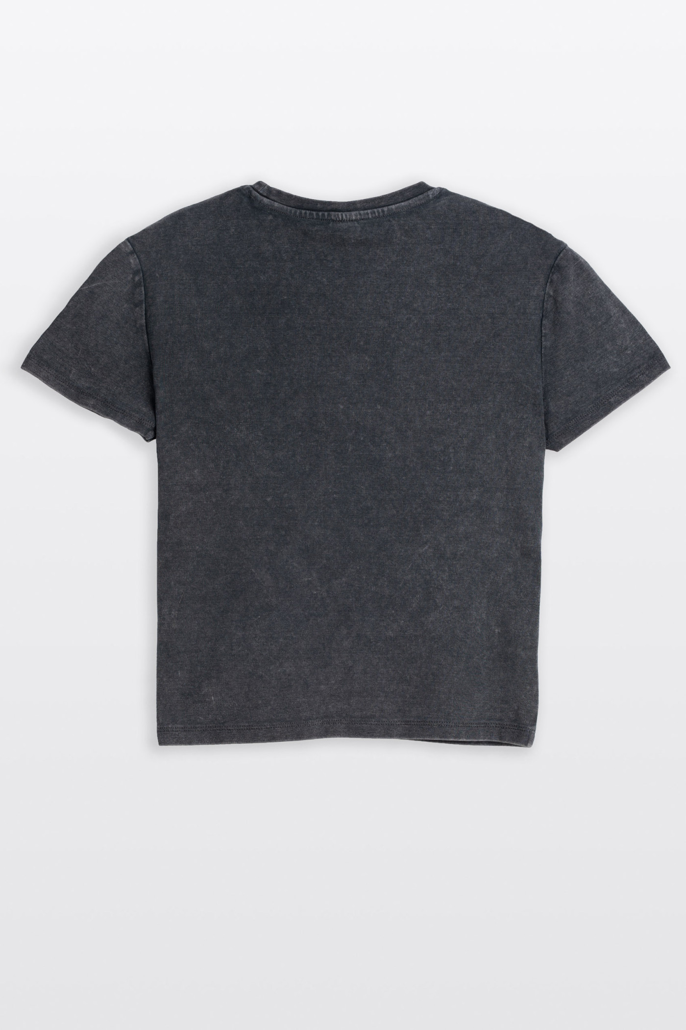 Szary CROP TOP z ozdobną aplikacją z kryształków