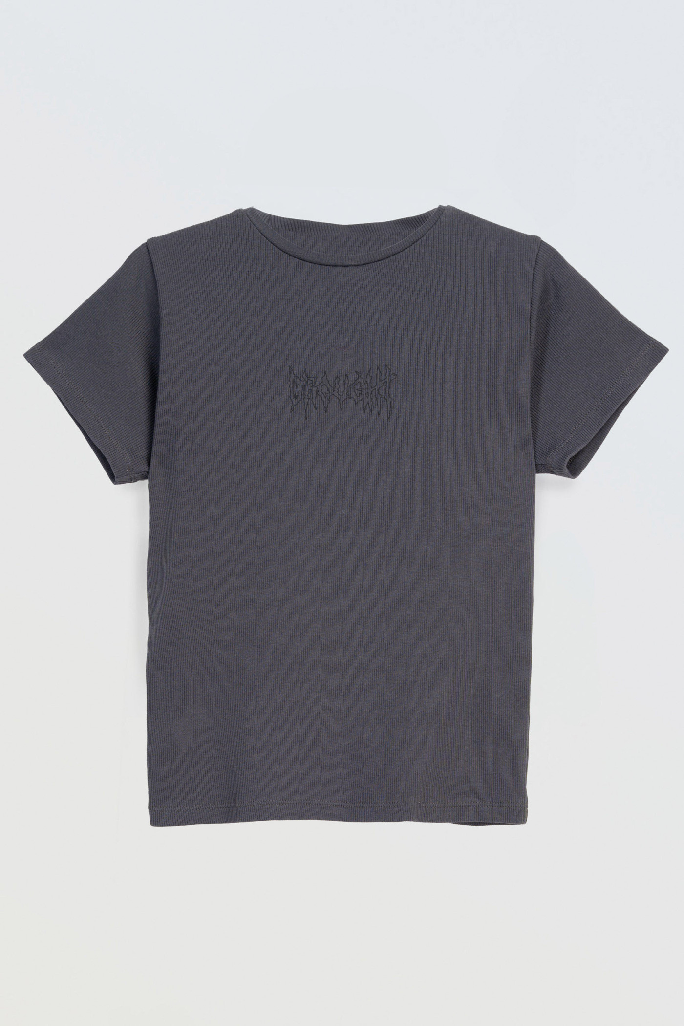 Szary CROP TOP z dzianiny prążkowanej