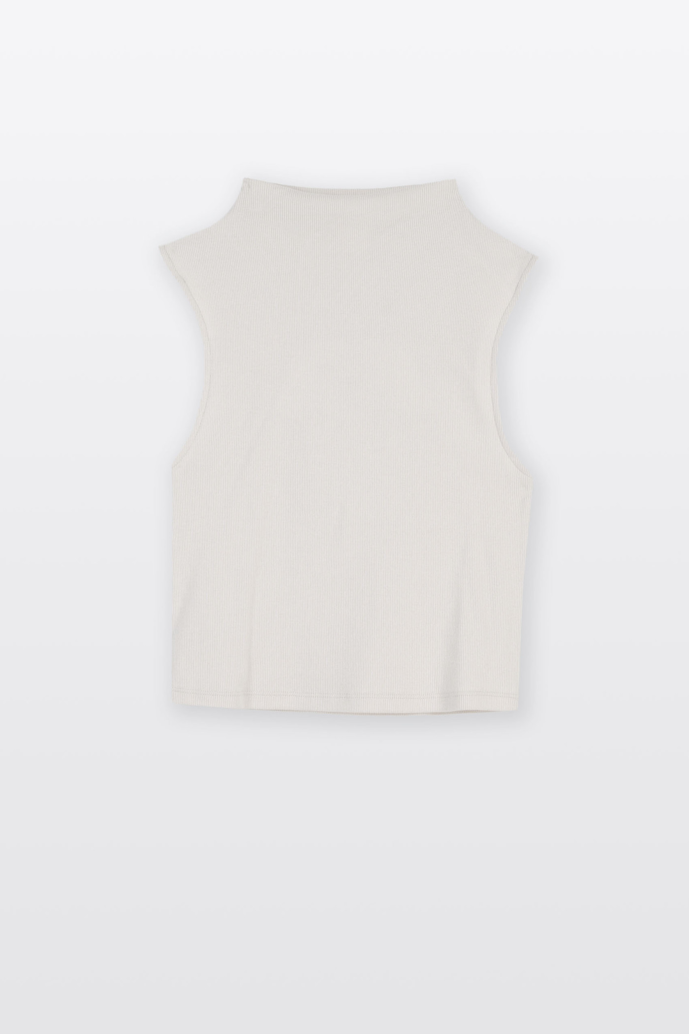 Beżowy CROP TOP z dzianiny prążkowej