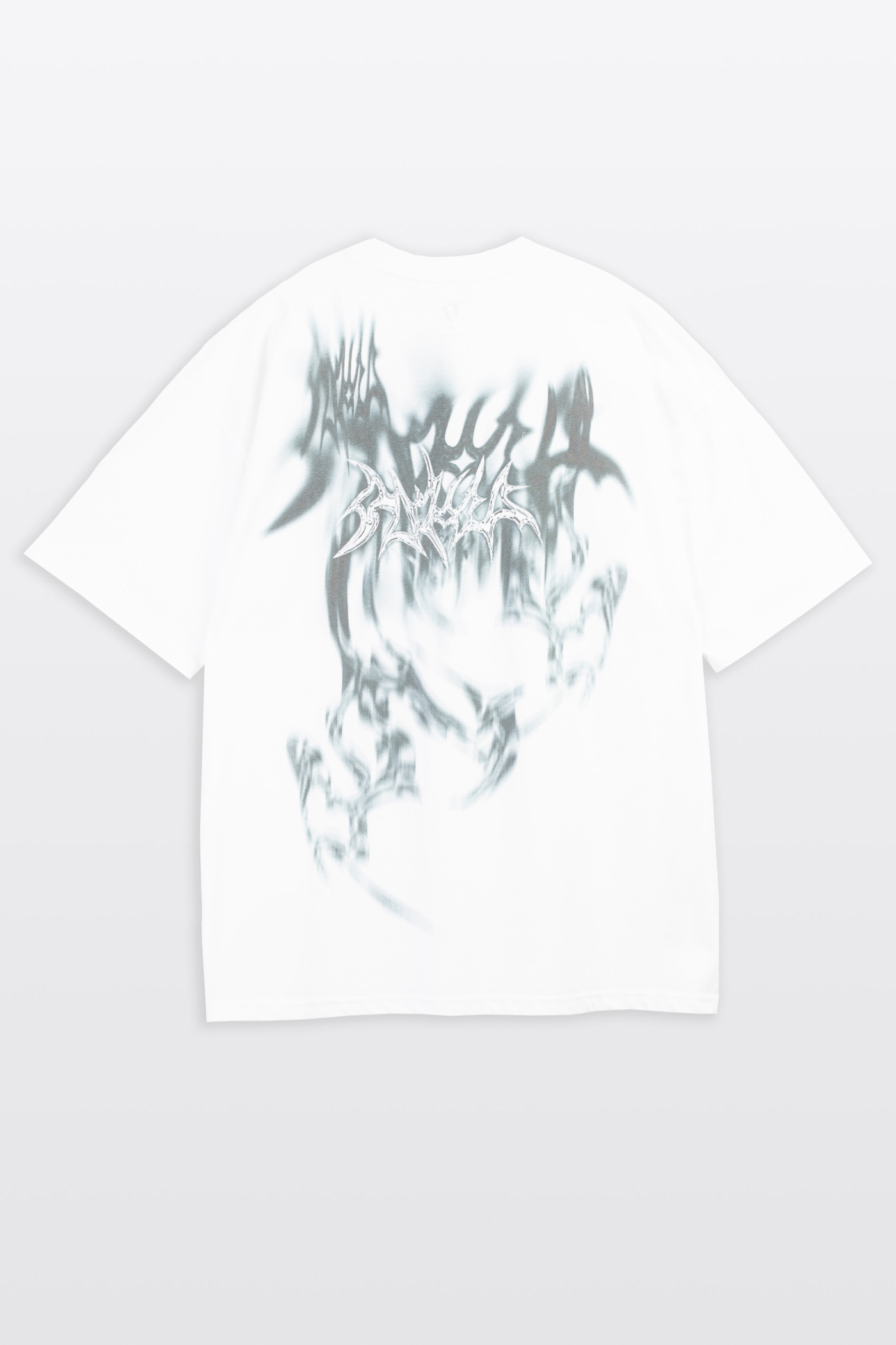 Biały t-shirt z autorską grafiką z tyłu
