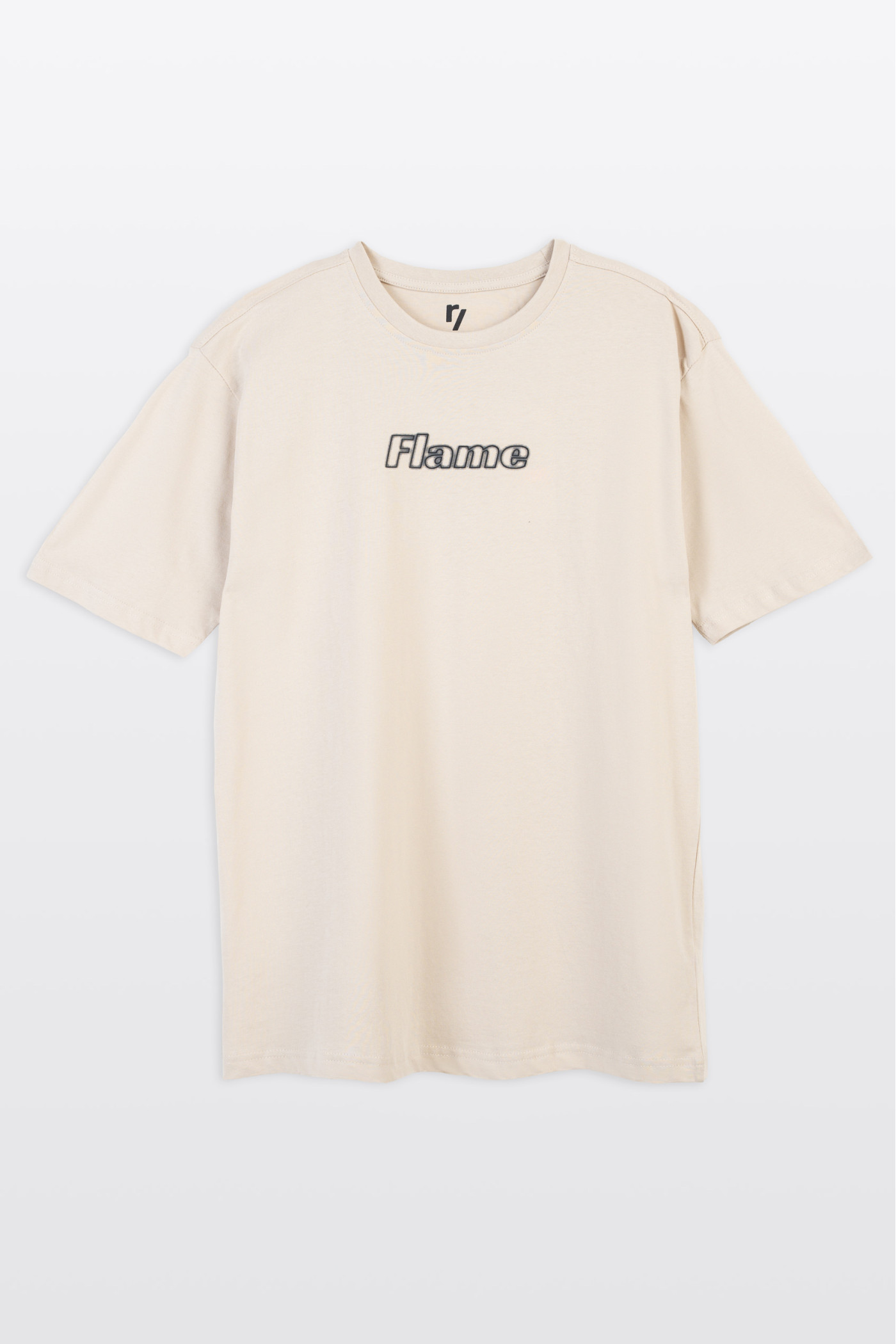 Beżowy t-shirt z nadrukiem z przodu