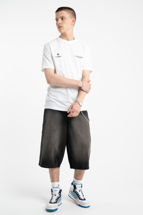 Czarne krótkie spodenki jeansowe z przetarciami model JORTS