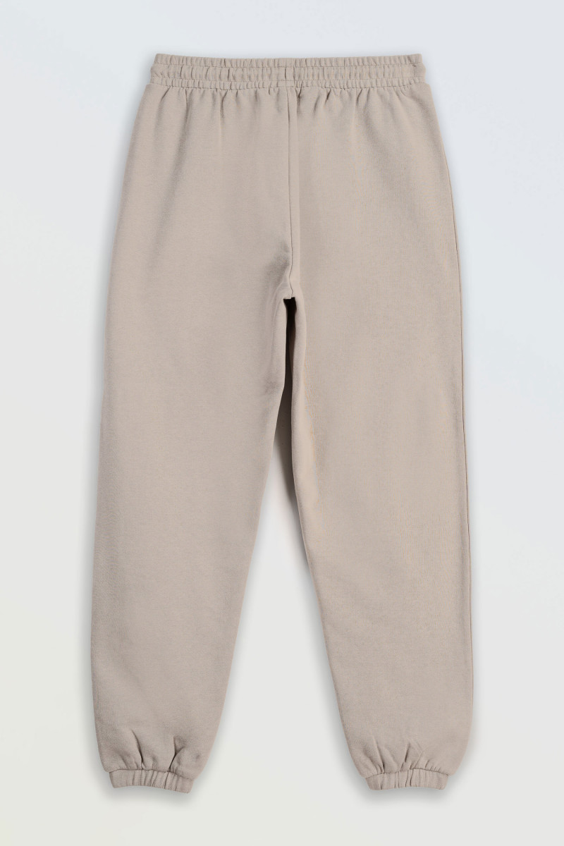 Beżowe spodnie dresowe OVERSIZE bez nadruków