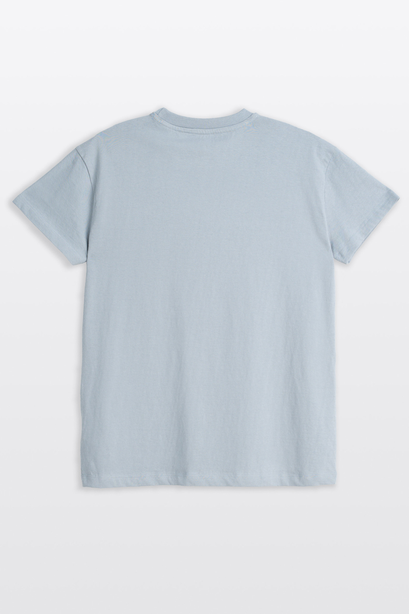 Niebieski t-shirt z autorską grafiką z przodu