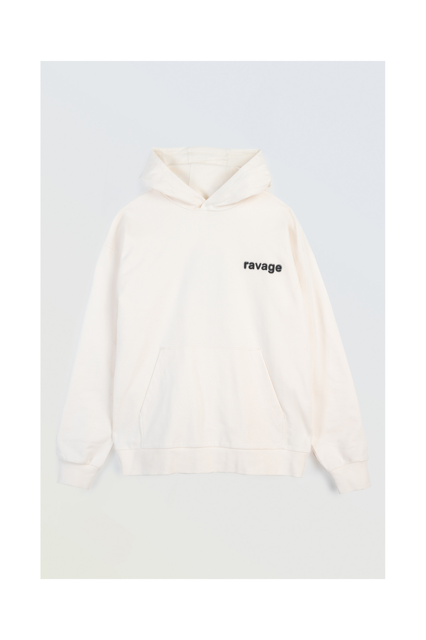 Beżowa bluza REGULAR z kapturem z minimalistycznym nadrukiem z przodu