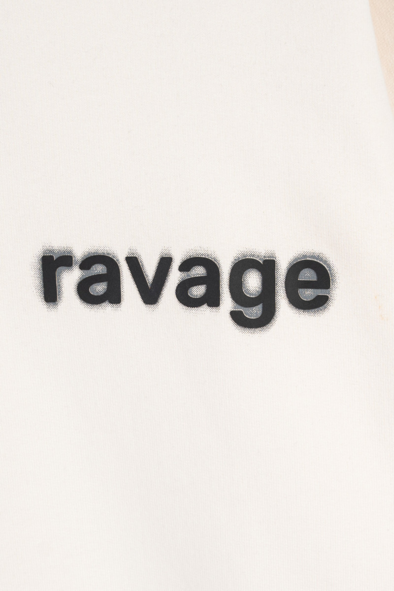 Beżowa bluza REGULAR z kapturem z minimalistycznym nadrukiem z przodu