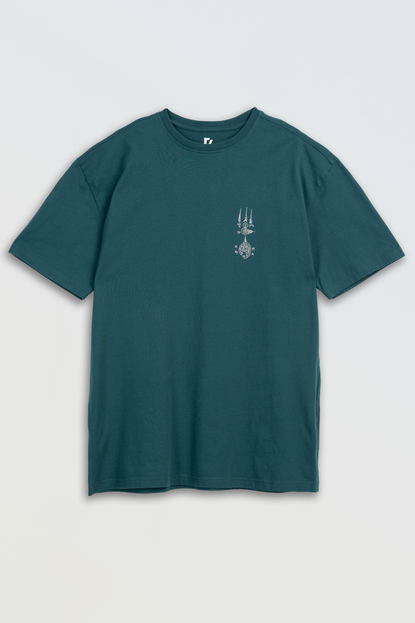 Ciemnozielony t-shirt z autorską grafiką z tyłu