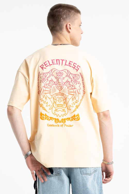 Żółty t-shirt z autorską grafiką z tyłu