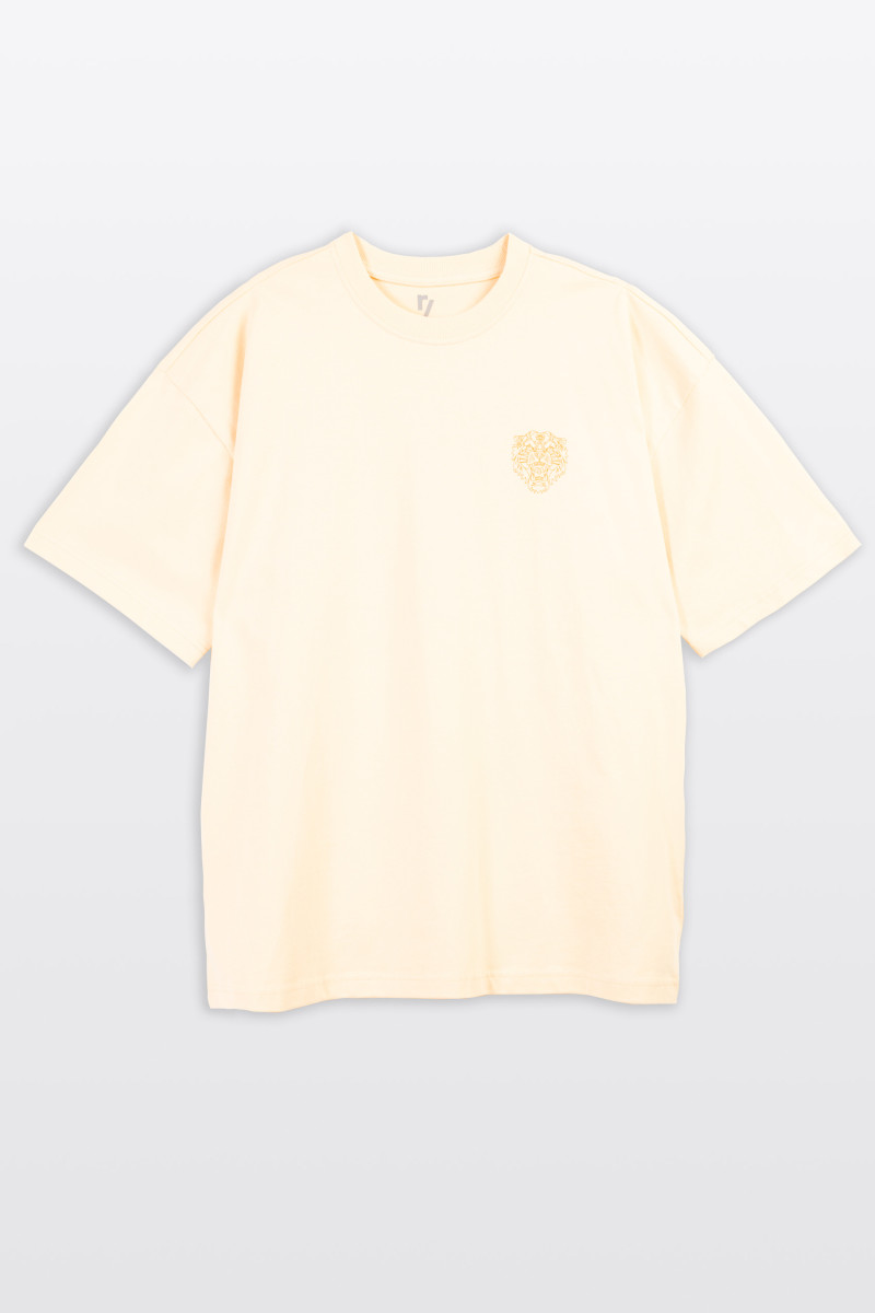 Żółty t-shirt z autorską grafiką z tyłu