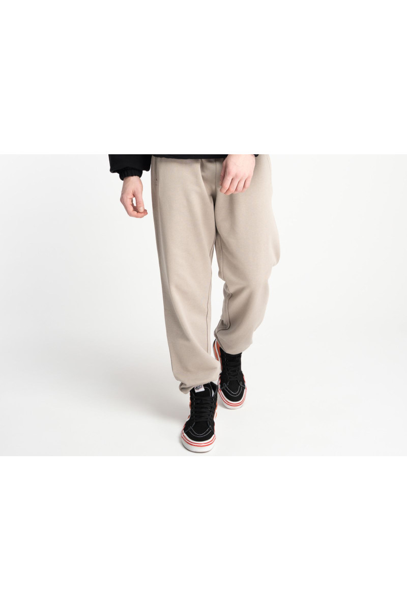 Beżowe spodnie dresowe OVERSIZE bez nadruków, beżowy