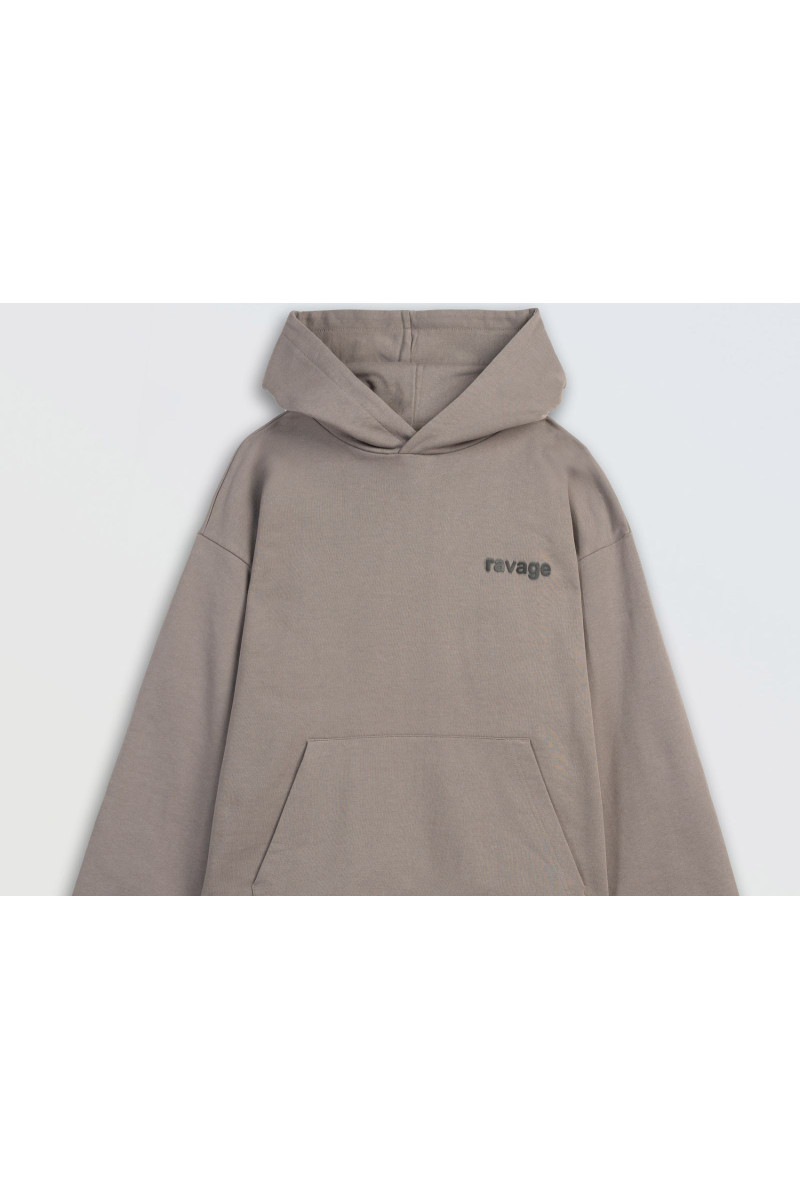 Szara bluza z kapturem z minimalistycznym nadrukiem z przodu, szary