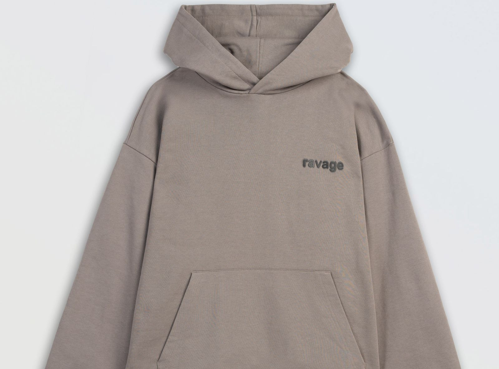 Szara bluza REGULAR z kapturem z minimalistycznym nadrukiem z przodu