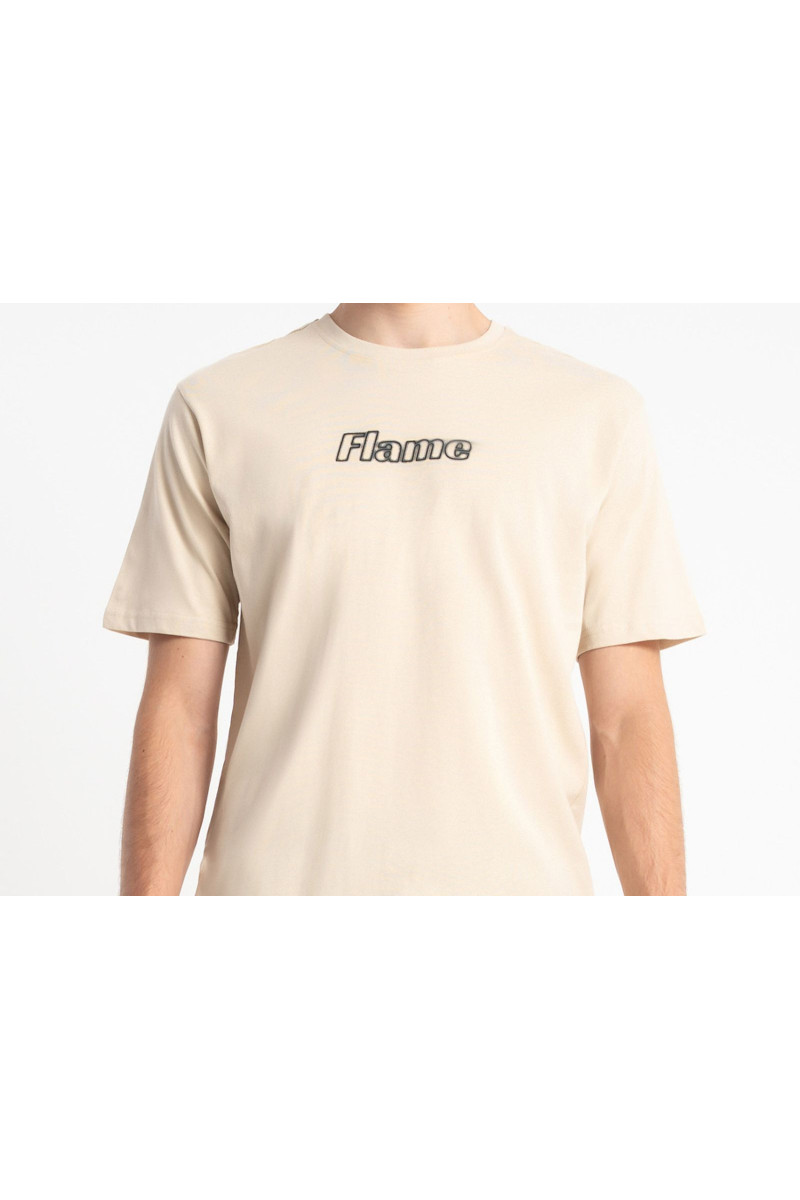 Beżowy t-shirt z nadrukiem z przodu, beżowy